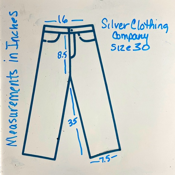 Silver Clothing Company Jeans. Size tags says 30x34 But measured at 35 in inseam - Picture 11 of 12
